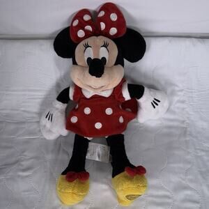 Minnie Mouse Disney Park Red Polka Dot Dress Plush Mini Toy Stuffed Animal 14”